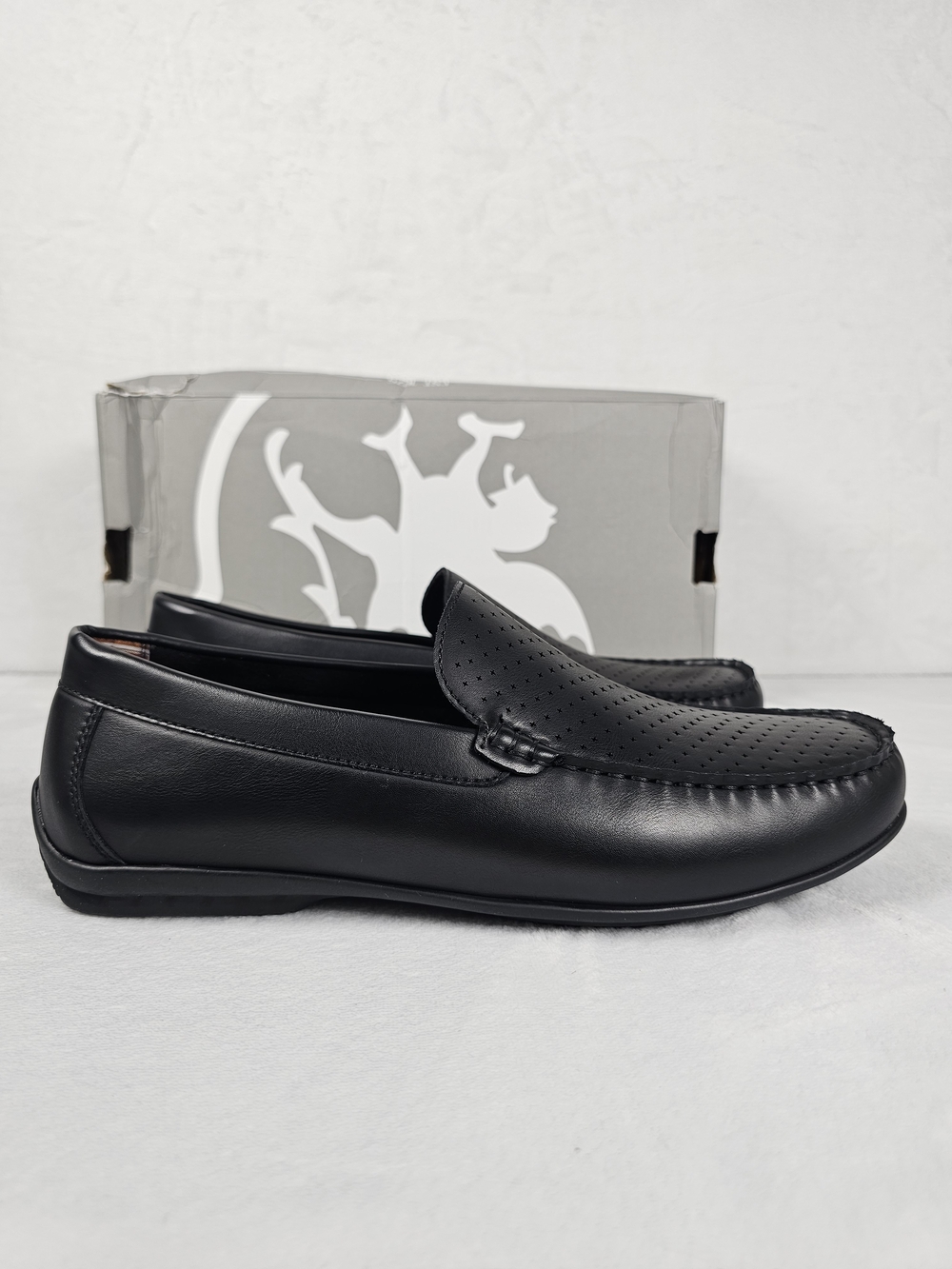 Stacy Adams Black Perforated Leather Slip-On Loafers